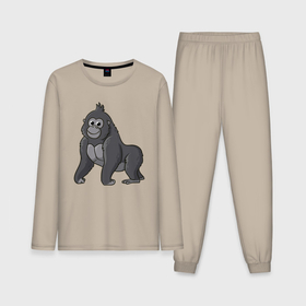 Мужская пижама с лонгсливом хлопок с принтом Милая горилла ,  |  | 
