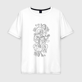 Мужская футболка хлопок Oversize с принтом Дракон Хаку   Унесенные призраками в Тюмени, 100% хлопок | свободный крой, круглый ворот, “спинка” длиннее передней части | Тематика изображения на принте: 
