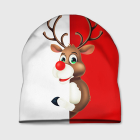 Шапка 3D с принтом Christmas deer art , 100% полиэстер | универсальный размер, печать по всей поверхности изделия | 