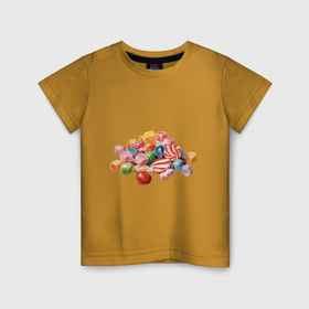 Детская футболка хлопок с принтом Леденцы конфеты в Новосибирске, 100% хлопок | круглый вырез горловины, полуприлегающий силуэт, длина до линии бедер | Тематика изображения на принте: 