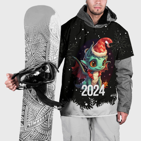 Накидка на куртку 3D с принтом Dragon black new year в Санкт-Петербурге, 100% полиэстер |  | 