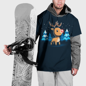 Накидка на куртку 3D с принтом Светящийся новогодний олень в Новосибирске, 100% полиэстер |  | Тематика изображения на принте: 