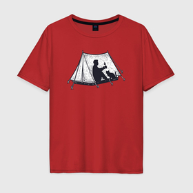Мужская футболка хлопок Oversize с принтом Поход с котом в Санкт-Петербурге, 100% хлопок | свободный крой, круглый ворот, “спинка” длиннее передней части | Тематика изображения на принте: 