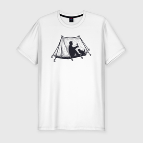 Мужская футболка хлопок Slim с принтом Поход с котом в Санкт-Петербурге, 92% хлопок, 8% лайкра | приталенный силуэт, круглый вырез ворота, длина до линии бедра, короткий рукав | Тематика изображения на принте: 