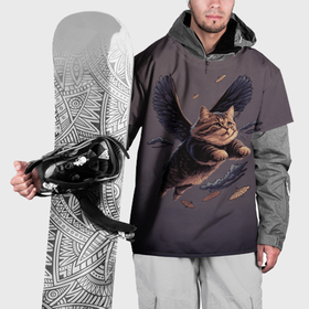 Накидка на куртку 3D с принтом Летающий котик ангел в Курске, 100% полиэстер |  | Тематика изображения на принте: 
