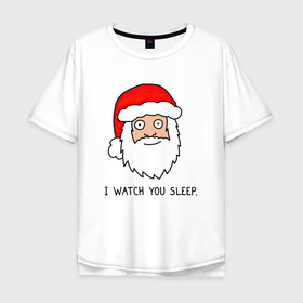 Мужская футболка хлопок Oversize с принтом Криповый Санта в Кировске, 100% хлопок | свободный крой, круглый ворот, “спинка” длиннее передней части | 