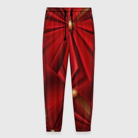 Мужские брюки 3D с принтом Красный материал со складками в Тюмени, 100% полиэстер | манжеты по низу, эластичный пояс регулируется шнурком, по бокам два кармана без застежек, внутренняя часть кармана из мелкой сетки | 