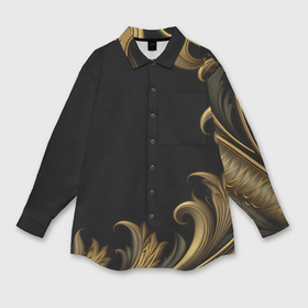 Мужская рубашка oversize 3D с принтом Золотой узор в виде пера в Петрозаводске,  |  | 