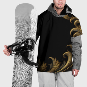 Накидка на куртку 3D с принтом Золотой узор в виде пера в Кировске, 100% полиэстер |  | 