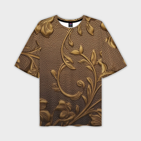 Мужская футболка oversize 3D с принтом Золотые объемные узоры абстракт в Курске,  |  | 