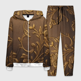Мужской костюм 3D с принтом Золотые объемные узоры абстракт в Курске, 100% полиэстер | Манжеты и пояс оформлены тканевой резинкой, двухслойный капюшон со шнурком для регулировки, карманы спереди | 