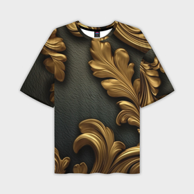 Мужская футболка oversize 3D с принтом Позолоченные узоры абстракт в Санкт-Петербурге,  |  | Тематика изображения на принте: 
