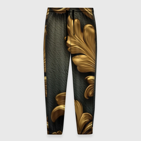 Мужские брюки 3D с принтом Позолоченные узоры абстракт в Санкт-Петербурге, 100% полиэстер | манжеты по низу, эластичный пояс регулируется шнурком, по бокам два кармана без застежек, внутренняя часть кармана из мелкой сетки | 