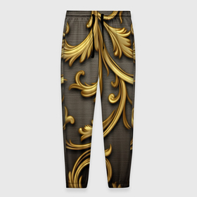 Мужские брюки 3D с принтом Gold   abstract в Кировске, 100% полиэстер | манжеты по низу, эластичный пояс регулируется шнурком, по бокам два кармана без застежек, внутренняя часть кармана из мелкой сетки | 