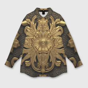 Мужская рубашка oversize 3D с принтом Золотой обстрактный  узор в Новосибирске,  |  | Тематика изображения на принте: 