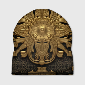 Шапка 3D с принтом Золотой обстрактный  узор в Новосибирске, 100% полиэстер | универсальный размер, печать по всей поверхности изделия | Тематика изображения на принте: 