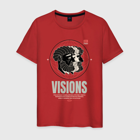 Мужская футболка хлопок с принтом Visions   echoes of the past в Санкт-Петербурге, 100% хлопок | прямой крой, круглый вырез горловины, длина до линии бедер, слегка спущенное плечо. | 