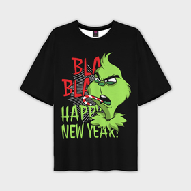 Мужская футболка oversize 3D с принтом Grinch   happy New Year в Екатеринбурге,  |  | 
