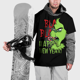 Накидка на куртку 3D с принтом Grinch   happy New Year , 100% полиэстер |  | Тематика изображения на принте: 