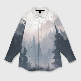 Мужская рубашка oversize 3D с принтом Anime forest ,  |  | 
