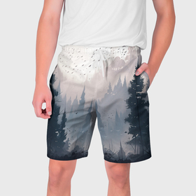 Мужские шорты 3D с принтом Anime forest в Белгороде,  полиэстер 100% | прямой крой, два кармана без застежек по бокам. Мягкая трикотажная резинка на поясе, внутри которой широкие завязки. Длина чуть выше колен | Тематика изображения на принте: 