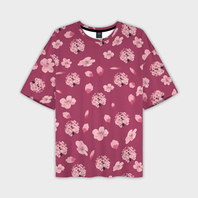 Мужская футболка oversize 3D с принтом Сакура цветы и бутоны паттерны в Тюмени,  |  | 