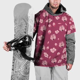 Накидка на куртку 3D с принтом Сакура цветы и бутоны паттерны в Тюмени, 100% полиэстер |  | 
