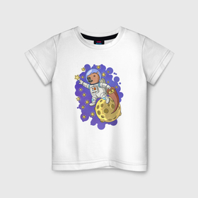 Детская футболка хлопок с принтом Капибара космонавт в космосе в Курске, 100% хлопок | круглый вырез горловины, полуприлегающий силуэт, длина до линии бедер | 