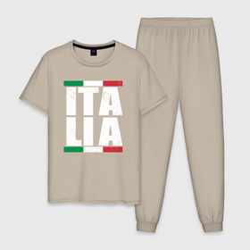 Мужская пижама хлопок с принтом Italia в Тюмени, 100% хлопок | брюки и футболка прямого кроя, без карманов, на брюках мягкая резинка на поясе и по низу штанин
 | 