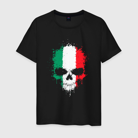 Мужская футболка хлопок с принтом Череп Италия в Курске, 100% хлопок | прямой крой, круглый вырез горловины, длина до линии бедер, слегка спущенное плечо. | 