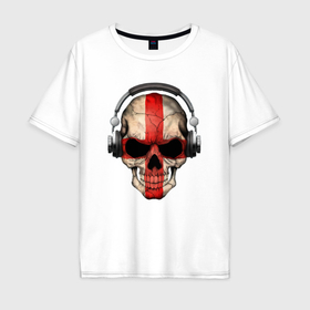 Мужская футболка хлопок Oversize с принтом England music skull в Новосибирске, 100% хлопок | свободный крой, круглый ворот, “спинка” длиннее передней части | Тематика изображения на принте: 