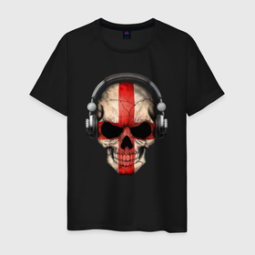Мужская футболка хлопок с принтом England music skull в Курске, 100% хлопок | прямой крой, круглый вырез горловины, длина до линии бедер, слегка спущенное плечо. | 