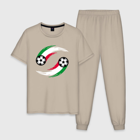Мужская пижама хлопок с принтом Итальянские мячи в Петрозаводске, 100% хлопок | брюки и футболка прямого кроя, без карманов, на брюках мягкая резинка на поясе и по низу штанин
 | Тематика изображения на принте: 