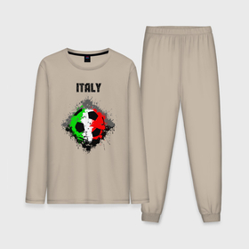 Мужская пижама с лонгсливом хлопок с принтом Команда Италии в Тюмени,  |  | Тематика изображения на принте: 