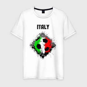 Мужская футболка хлопок с принтом Команда Италии в Курске, 100% хлопок | прямой крой, круглый вырез горловины, длина до линии бедер, слегка спущенное плечо. | 
