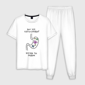 Мужская пижама хлопок с принтом Бабочки в животе в Тюмени, 100% хлопок | брюки и футболка прямого кроя, без карманов, на брюках мягкая резинка на поясе и по низу штанин
 | 