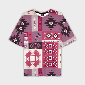 Мужская футболка oversize 3D с принтом Этническая геометрия в розовой палитре в Санкт-Петербурге,  |  | 