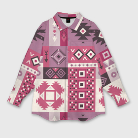 Мужская рубашка oversize 3D с принтом Этническая геометрия в розовой палитре в Петрозаводске,  |  | 