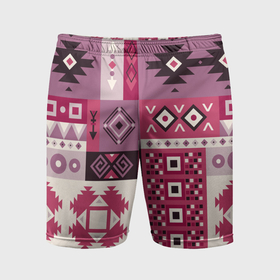 Мужские шорты спортивные с принтом Этническая геометрия в розовой палитре в Петрозаводске,  |  | Тематика изображения на принте: 