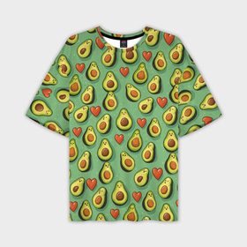 Мужская футболка oversize 3D с принтом Авокадо и сердечки ,  |  | Тематика изображения на принте: 
