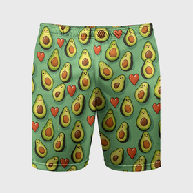 Мужские шорты спортивные с принтом Авокадо и сердечки ,  |  | Тематика изображения на принте: 