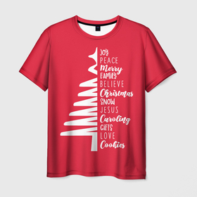 Мужская футболка 3D с принтом Christmas tree is happiness в Екатеринбурге, 100% полиэфир | прямой крой, круглый вырез горловины, длина до линии бедер | 