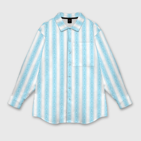 Мужская рубашка oversize 3D с принтом Бело голубой в полоску с узором в Тюмени,  |  | 