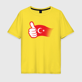 Мужская футболка хлопок Oversize с принтом Турецкий лайк в Екатеринбурге, 100% хлопок | свободный крой, круглый ворот, “спинка” длиннее передней части | 