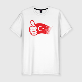 Мужская футболка хлопок Slim с принтом Турецкий лайк в Екатеринбурге, 92% хлопок, 8% лайкра | приталенный силуэт, круглый вырез ворота, длина до линии бедра, короткий рукав | 