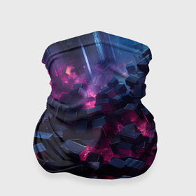 Бандана-труба 3D с принтом Фиолетовые кубы в фиолетовом дыме в Санкт-Петербурге, 100% полиэстер, ткань с особыми свойствами — Activecool | плотность 150‒180 г/м2; хорошо тянется, но сохраняет форму | 
