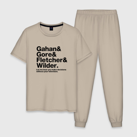 Мужская пижама хлопок с принтом Depeche Mode   GGFW band в Екатеринбурге, 100% хлопок | брюки и футболка прямого кроя, без карманов, на брюках мягкая резинка на поясе и по низу штанин
 | 