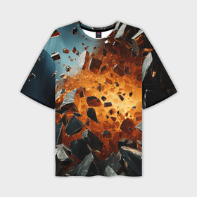 Мужская футболка oversize 3D с принтом Большой взрыв камней в Новосибирске,  |  | 