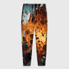 Мужские брюки 3D с принтом Большой взрыв камней в Новосибирске, 100% полиэстер | манжеты по низу, эластичный пояс регулируется шнурком, по бокам два кармана без застежек, внутренняя часть кармана из мелкой сетки | 