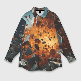 Мужская рубашка oversize 3D с принтом Большой взрыв камней в Новосибирске,  |  | 